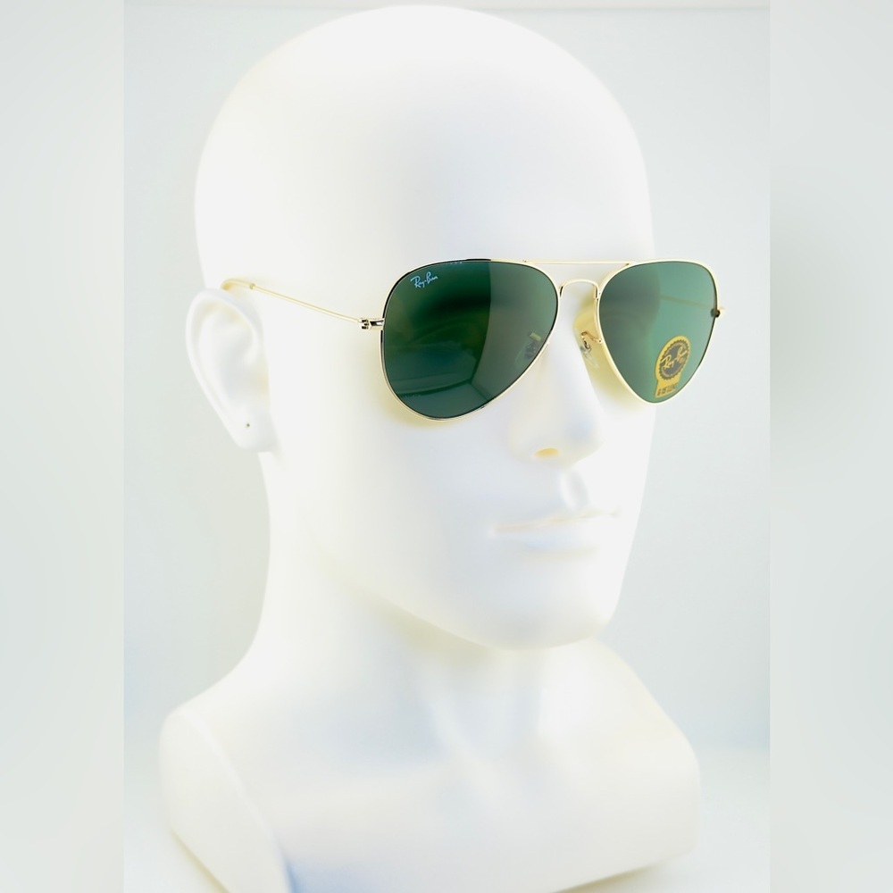 Ray-Ban Aviator Classic Sunglasses RB3025 Polished Gold Frame G-15 Green Lenses - Picture 2 of 14